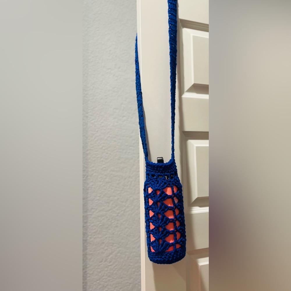 Handmade, crocheted boho water bottle holder. Water bottle not included